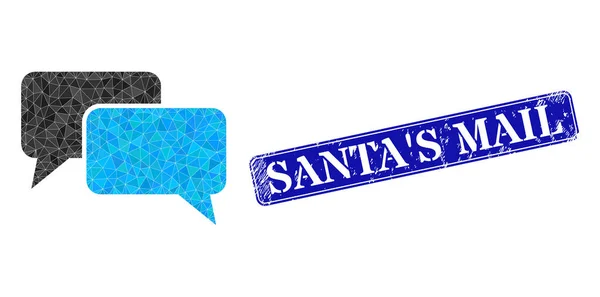 Distress SantaS Mail Badge e messaggi di chat Icona poligonale — Vettoriale Stock