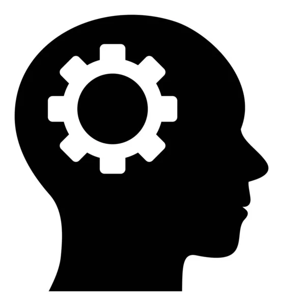 Raster Brain Gear Flat Icon Symbol — стокове фото