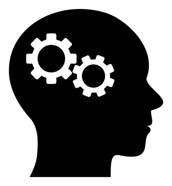 Raster Brain Gears Flat Icon Image — Stock Photo, Image