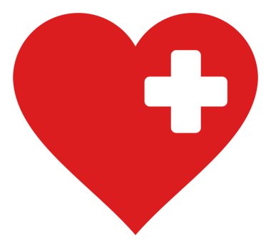 Raster Kalp Tıbbı Düz Simge İllüstrasyonu