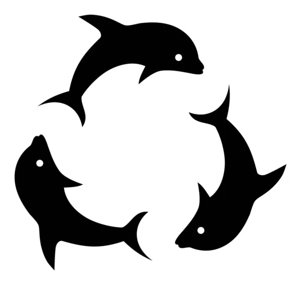 Raster Dolphin Trio Flat Icon Illustration — стокове фото