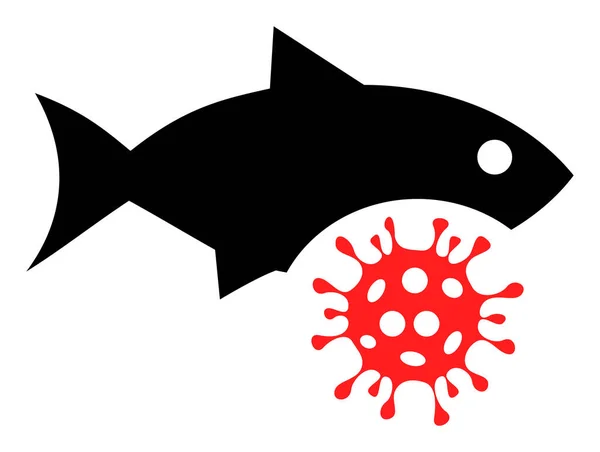 Raster Fish Influensa Virus Platt Ikon Illustration — Stockfoto