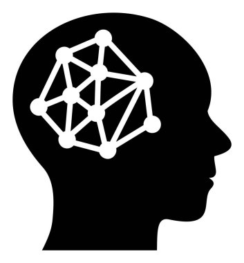 Raster İnsan Barin Ağı Düz Simgesi