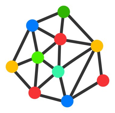 Raster Ağ Bağlantıları Düz Simge İllüstrasyonu