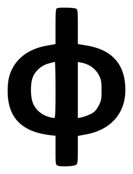 Raster Phi Grekiska Lowercase Symbol Platt Ikon Illustration — Stockfoto