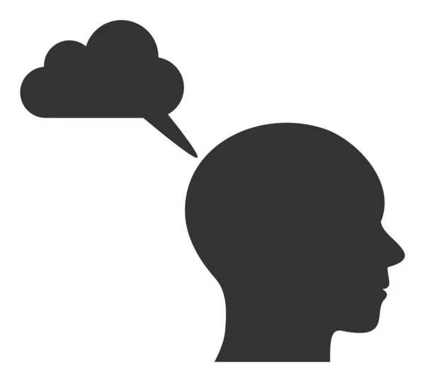 Raster User Mental Cloud Flat Icon Symbol — Stockfoto