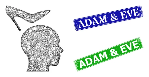 Gumi Ádám és Éva fókák és háromszög háló Női uralkodás ikon — Stock Vector