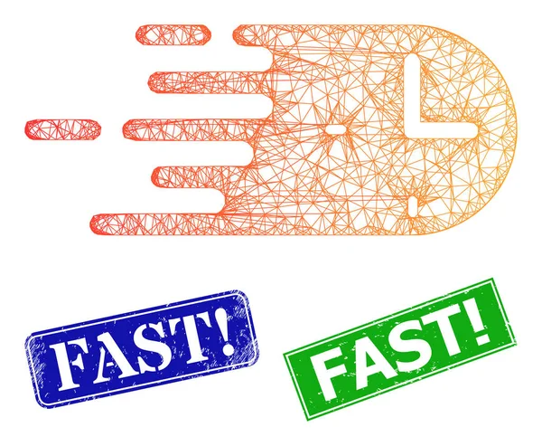 Scratched Fast avertir les empreintes et Triangle Mesh Rush Time Icon — Image vectorielle
