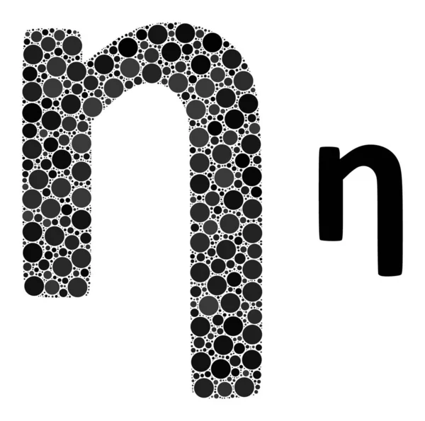 Vector Eta Greek Lowercase Symbol Collage of Dots — 图库矢量图片
