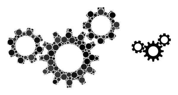 Mechanismus vektorového ozubení Mozaika teček — Stockový vektor