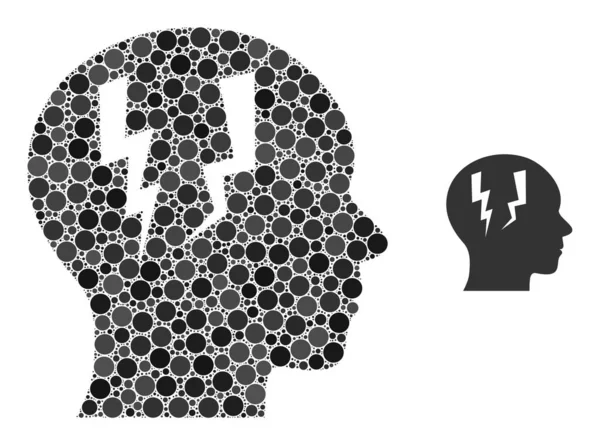 Vectorhoofd Migraine Collage van Kleine Cirkels — Stockvector