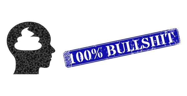 Distress 100 discount Bullshit Stamp Seal and Shit Brain Polygonal Icon — Διανυσματικό Αρχείο