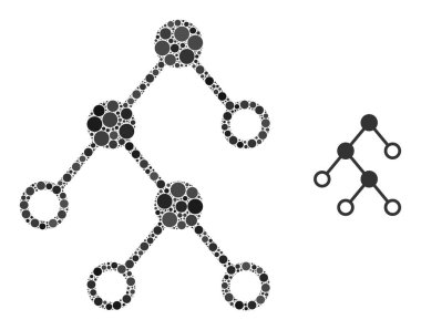 Vektör İkili Çizelge Düğümleri Noktalar Kolajı