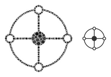 Küçük Çemberlerin Vektör Çemberi Izgara Kolajı