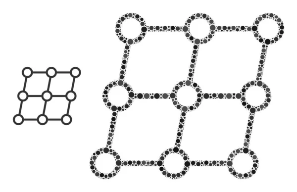 Vetor deslocado Grade Nós Mosaico de pequenos círculos — Vetor de Stock