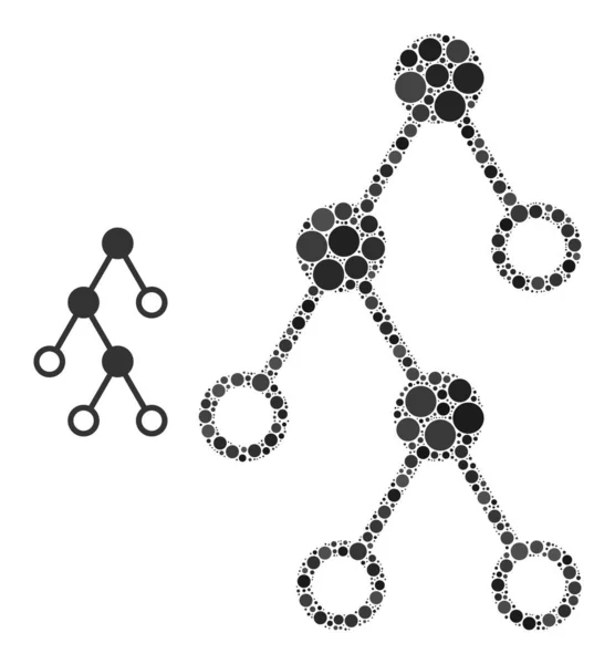 Vector Hiërarchie knooppunten Collage van kleine cirkels — Stockvector