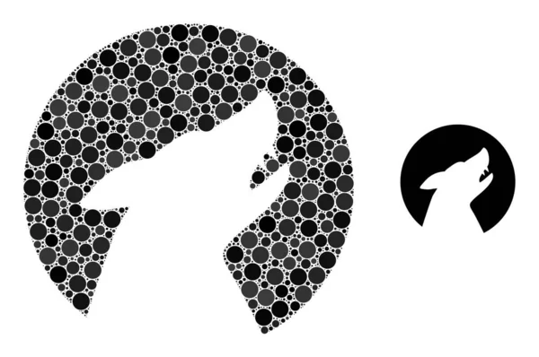 Collage vettoriale lupo di piccoli cerchi — Vettoriale Stock