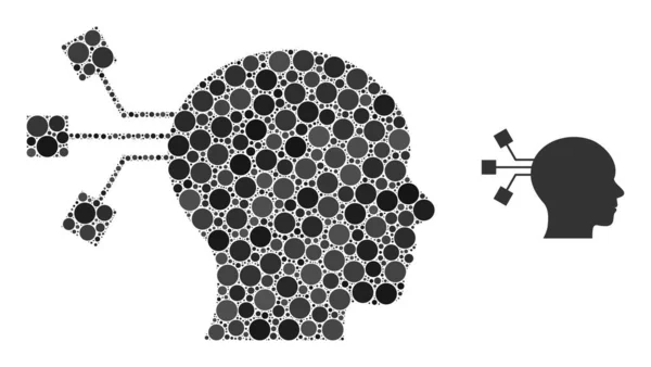 Vector Brain Connection Mozaïek van kleine cirkels — Stockvector