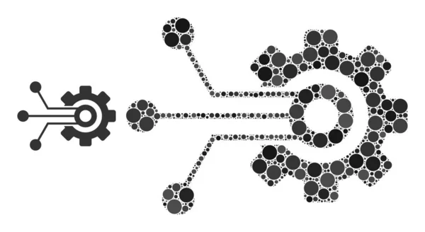 Collage dell'ingranaggio del sensore vettoriale di piccoli cerchi — Vettoriale Stock