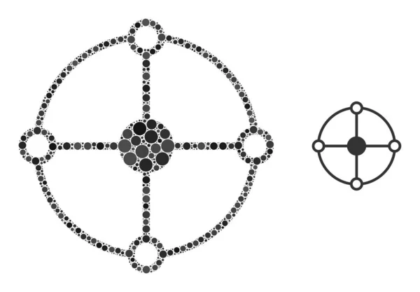 Collage del nodo della griglia del cerchio vettoriale dei piccoli cerchi — Vettoriale Stock