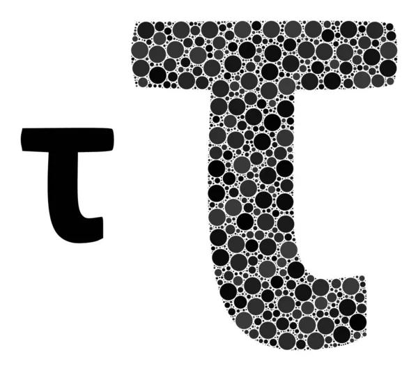 Vector Tau grego letras minúsculas Composição de pequenos círculos — Vetor de Stock