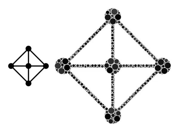 ベクトル菱形グリッドノード小円の構成 — ストックベクタ
