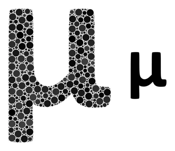 เวกเตอร์ Mu กรีกตัวพิมพ์เล็กสัญลักษณ์โมเสคของวงกลมขนาดเล็ก — ภาพเวกเตอร์สต็อก