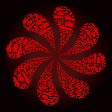 Kanlı Oy Veren Eller Simge Curl Soyut Çiçek