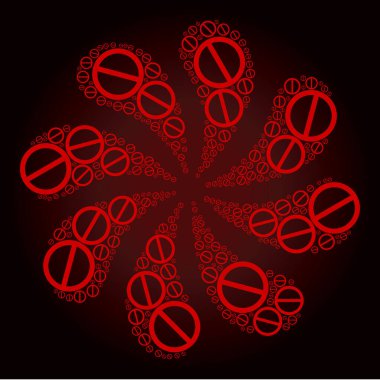 Kırmızı Yasaklanmış Simge Döndürme Çiçek Kümesi