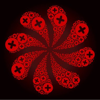 Kırmızı + Simge Kıvrımı Soyut Çiçek