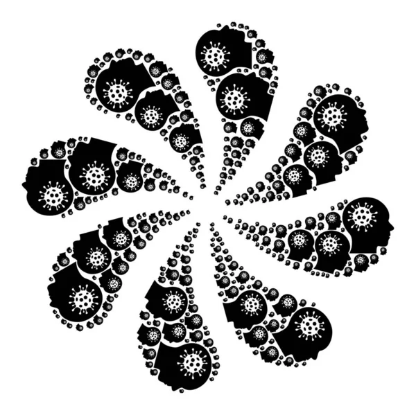 Ícone de vírus cerebral redemoinho forma de flor — Vetor de Stock