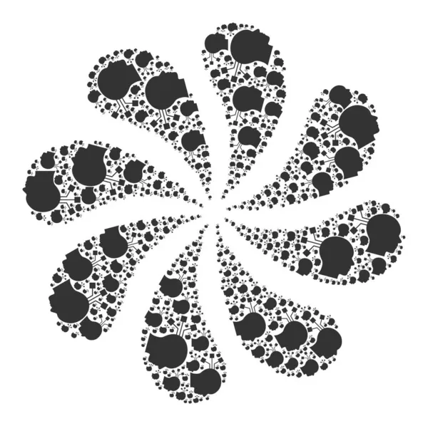 Připojení k mozku Ikona Curl Flower Cluster — Stockový vektor