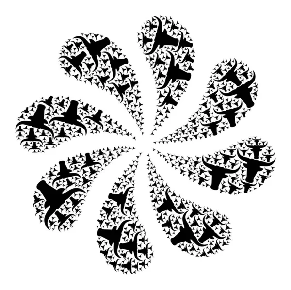 Stierkopf-Ikone Twirl Flower — Stockvektor