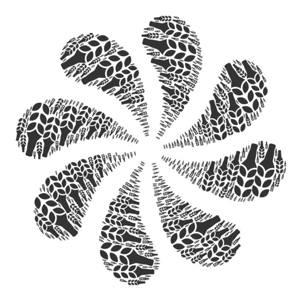 Ячменная пивная икона Центробежной цветочной формы — стоковый вектор