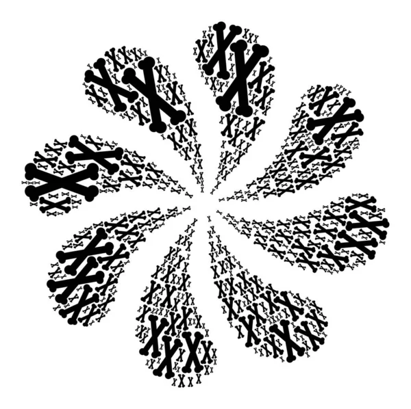 Bones Icon Curl Flower Cluster — Stock Vector