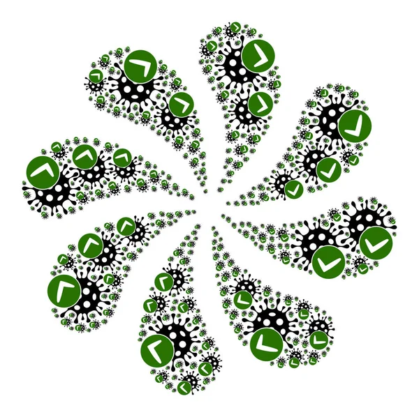 Potwierdzony wirujący kwiat ikony koronawirusa — Wektor stockowy