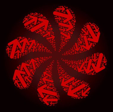 Kırmızı Ok CW Simge Curl Çiçek Kümesi