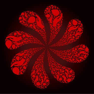 Kırmızı Kan Bağışı El Simgesi Döndürme Patlaması