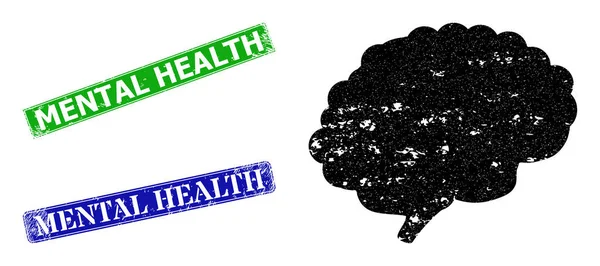 脑器官碎屑及精神健康碎屑印章 — 图库矢量图片