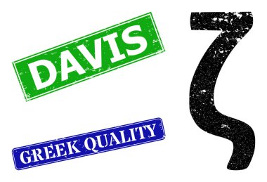 Zeta Yunan Küçük Sembol Grunge Simgesi Simge Simgesi ve Tehlike Davis Mühür Taklidi