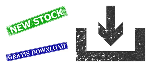 Download Box Distress Icon en Distress Nieuwe Voorraadzegel — Stockvector