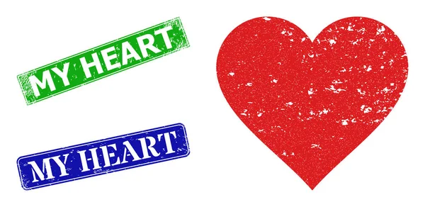 Hjärtat repad ikon och repade mitt hjärta Seal — Stock vektor