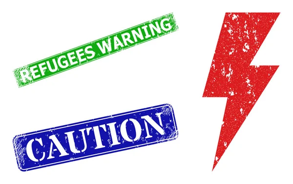 Icono de angustia de energía eléctrica y señal de advertencia de refugiados de angustia — Vector de stock