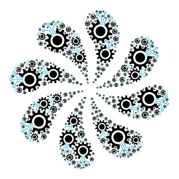 Gear Interface Icon Rotation Flower Shape — Stock Vector
