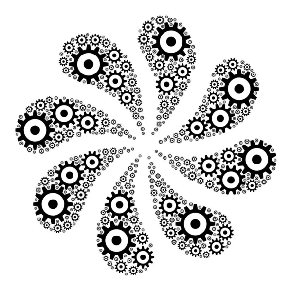 Koło zębate ikona Twirl kwiat — Wektor stockowy