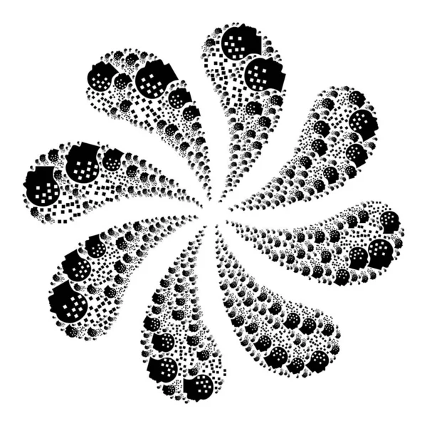 Μυαλό αποσύνθεση εικόνα περιστροφή λουλούδι σχήμα — Διανυσματικό Αρχείο