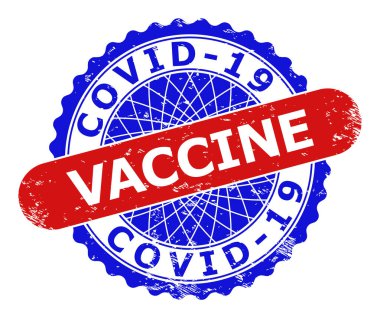 COVID-19 VACCINE Rosette ve Yuvarlak Dikdörtgen Damga Mührü Kirli Biçim Kullanımı