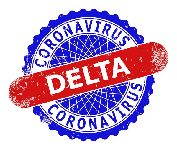 CORONAVIRUS DELTA Roseta e retângulo redondo Bicolor Marca d 'água com superfície imlimpa — Vetor de Stock