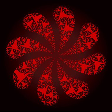 Kanlı Boğa Başlı İkon Merkezkaç Çiçek Kümesi