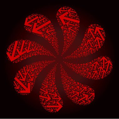 Kırmızı CCW Döndürme Oku Simge Kıvrımlı Çiçek Kümesi